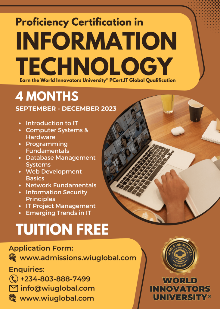 4 Months Online Tuition-Free Proficiency Certification in Information